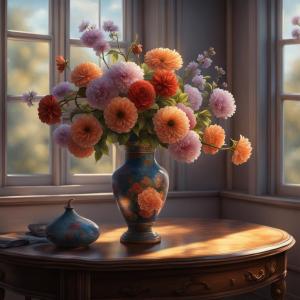 AI generet billede af vase  med blomster