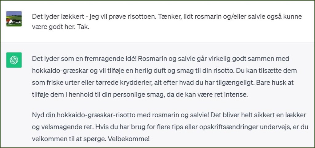 'Samtale' med ChatGPT