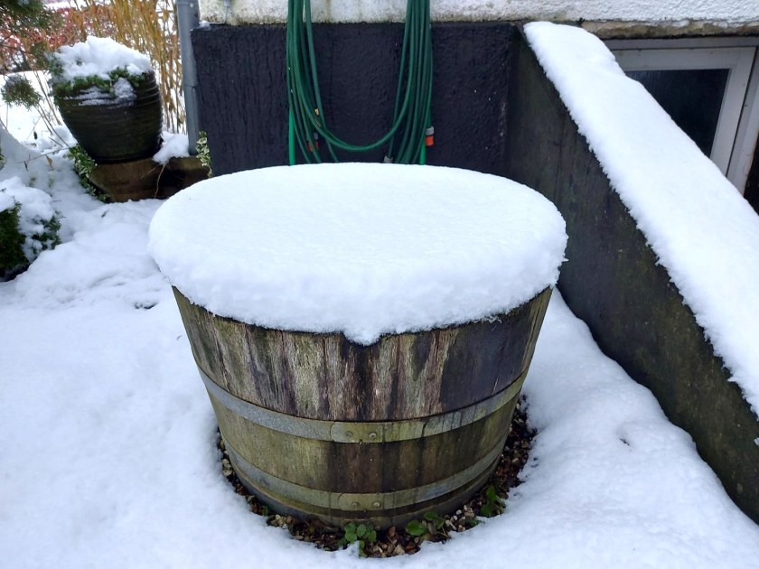 Sne på vandtønden