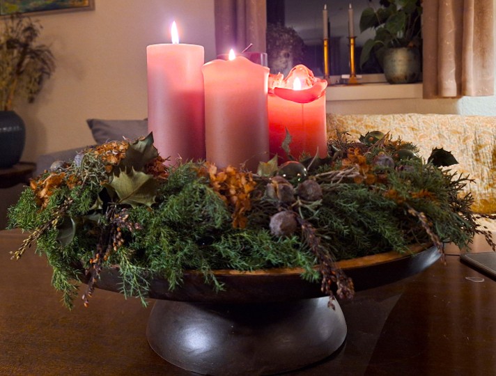 Adventskrans med lys