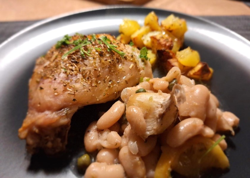 Kylling med hvide bønner, citron, kapers og hvidløg