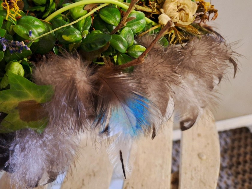 Påfugledun i dekoration