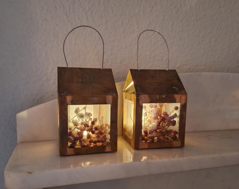 Små lanterner med LED lys og Mariebæbr